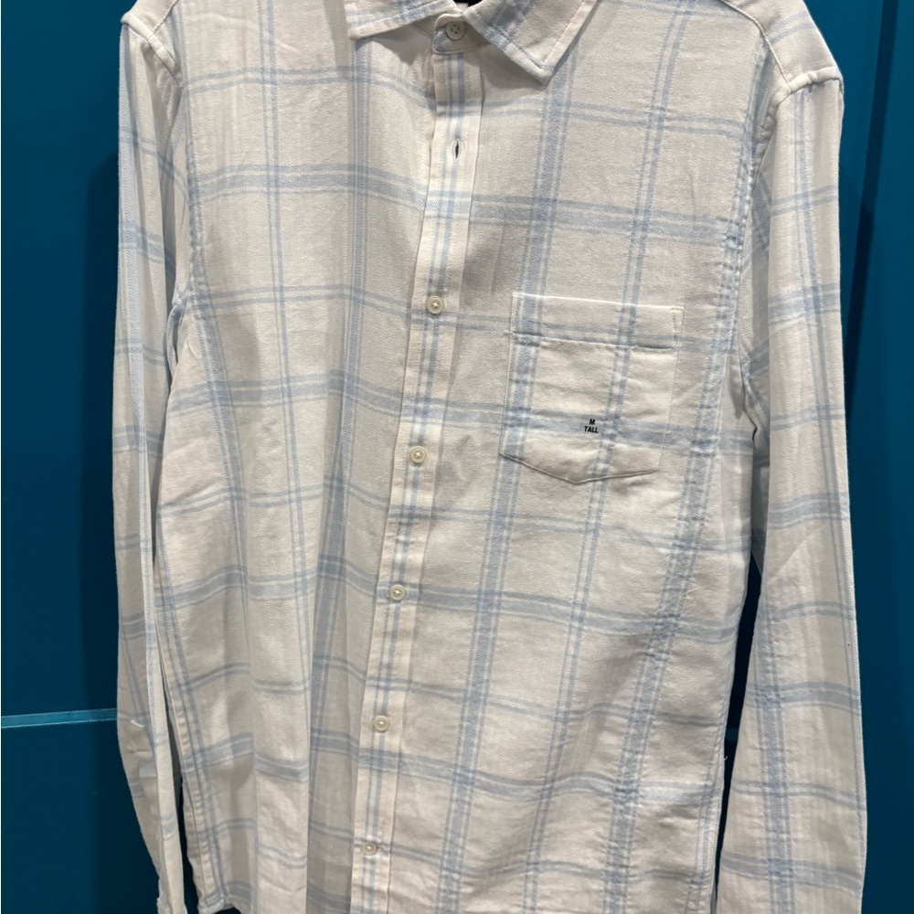 Express Light Blue and White Checkered Shirt